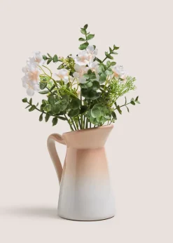 Pink Flowers In Ceramic Jug