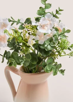 Pink Flowers In Ceramic Jug