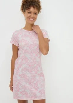 Pink Palm Tree Print T-Shirt Nightie