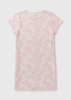 Pink Palm Tree Print T-Shirt Nightie
