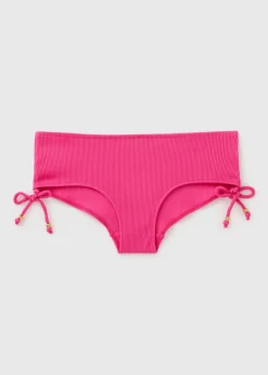 Pink Ribbed Bikini Bottoms