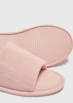 Pink Ribbed Slider Slippers