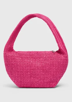 Pink Straw Shoulder Bag