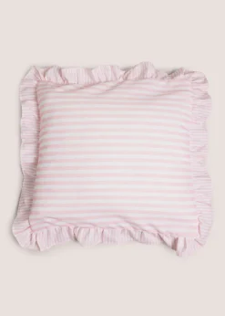 Pink Stripe Frill Edge Cushion