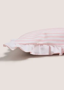 Pink Stripe Frill Edge Cushion