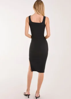 Pink Vanilla Black Bandage Midi Dress