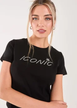 Pink Vanilla Black Diamante Iconic Tee