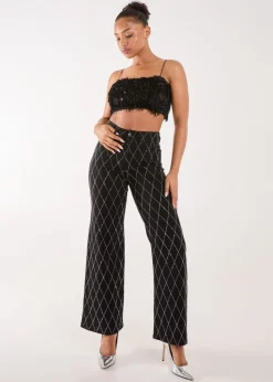 Pink Vanilla Black Feather Sequin Cami Top