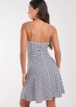 Pink Vanilla Black Gingham Strappy Mini Dress