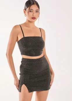 Pink Vanilla Black Rhinestone Multiway Corset Top