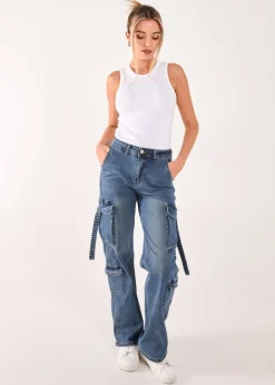 Pink Vanilla Blue Denim Cargo Jeans