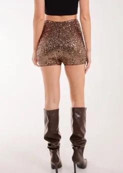 Pink Vanilla Bronze Sequin Mini Shorts