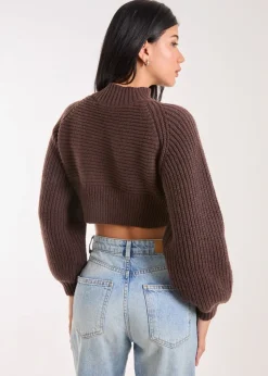 Pink Vanilla Brown High Neck Knitted Jumper