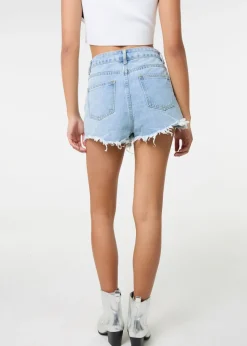 Pink Vanilla Denim Embellished Distressed Shorts