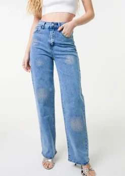 Pink Vanilla Denim High Waist Glitter Jeans
