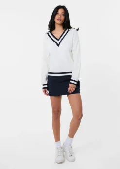 Pink Vanilla Ivory Varsity V Neck Sweater