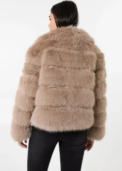 Pink Vanilla Mocha Cropped Fur Pelted Jacket