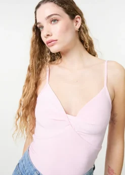 Pink Vanilla Pink Slinky Twist Front Bodysuit