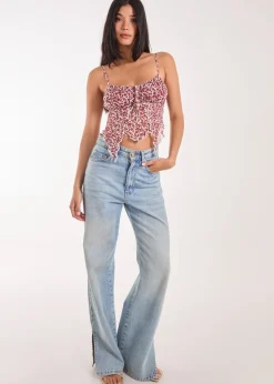 Pink Vanilla Red Butterfly Ditsy Cami Top