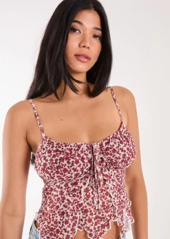 Pink Vanilla Red Butterfly Ditsy Cami Top