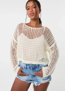 Pink Vanilla Stone Sequin Crochet Jumper