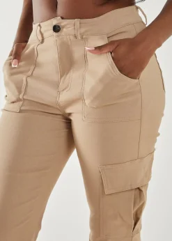 Pink Vanilla Stone Wide Leg Pocket Cargo Pants