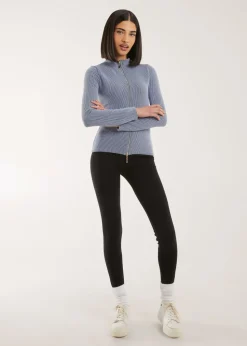 Pink Vanilla Two Tone Rib Double Zip Top