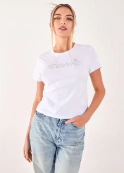 Pink Vanilla White Diamante Iconic Tee