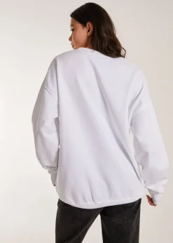 Pink Vanilla White Printed American Sweatshirt