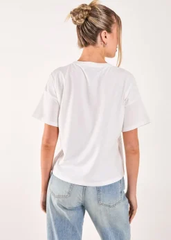 Pink Vanilla White Rhinestone Slogan Cropped T-shirt