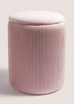 Pink Velvet Storage Pouffe