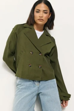 Pixiegirl Olive Green Cropped Trench Duster Coat