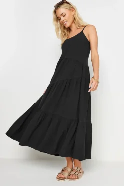 Pixiegirl Petite Black Asymmetric Tiered Maxi Dress