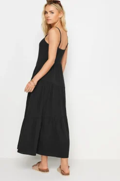 Pixiegirl Petite Black Asymmetric Tiered Maxi Dress