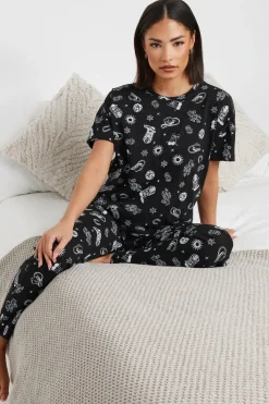 Pixiegirl Petite Black Cowboy Graphic Tapered Pyjama Set