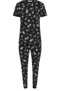 Pixiegirl Petite Black Cowboy Graphic Tapered Pyjama Set