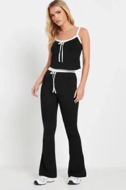 Pixiegirl Petite Black Contrast Drawstring Vest Top