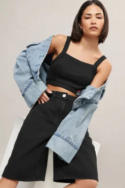 Pixiegirl Petite Black Denim Jorts