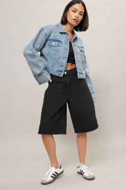 Pixiegirl Petite Black Denim Jorts