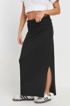 Pixiegirl Petite Black Fold Over Maxi Skirt