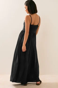 Pixiegirl Petite Black Ribbed Strappy Maxi Dress