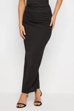 Pixiegirl Petite Black Ribbed Maxi Tube Skirt