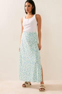Pixiegirl Petite Blue Ditsy Floral Midaxi Skirt