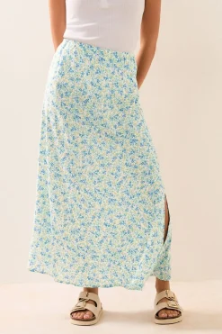Pixiegirl Petite Blue Ditsy Floral Midaxi Skirt