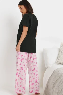 Pixiegirl Petite Hot Pink 'Let's Go Girls' Cowboy Slogan Pyjama Set
