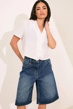 Pixiegirl Petite Mid Blue Denim Jorts