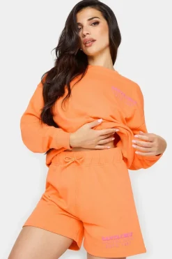 Pixiegirl Petite Orange 'Santa Cruz' Slogan Jogger Shorts