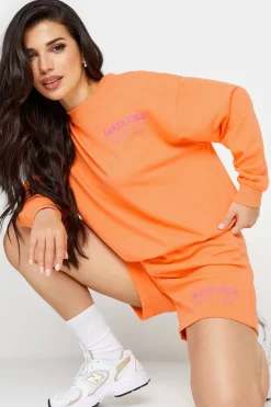 Pixiegirl Petite Orange 'Santa Cruz' Slogan Jogger Shorts