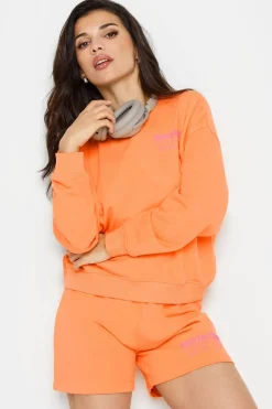 Pixiegirl Petite Orange 'Santa Cruz' Slogan Jogger Shorts