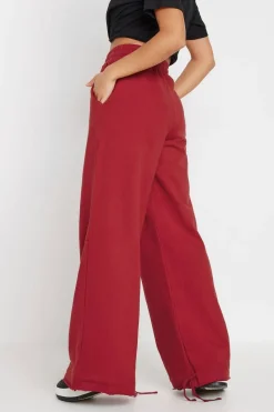 Pixiegirl Petite Red Wide Leg Hem Detail Jogger